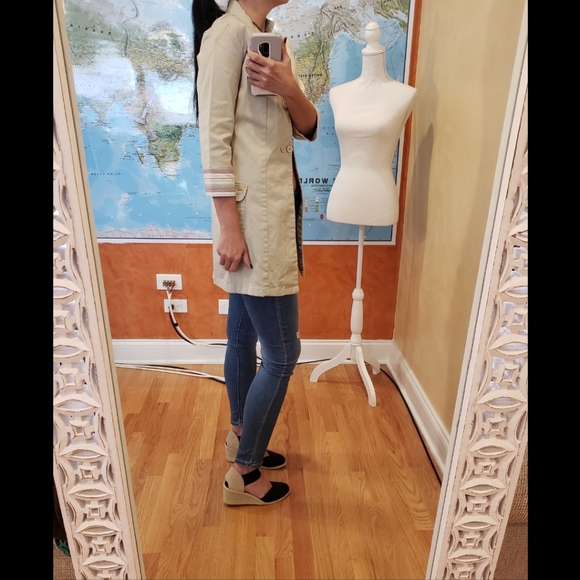 Folded & Hung Beige Button Up Trench Coat - Picture 12 of 13